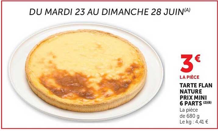 TARTE FLAN NATURE PRIX MINI 6 PARTS
