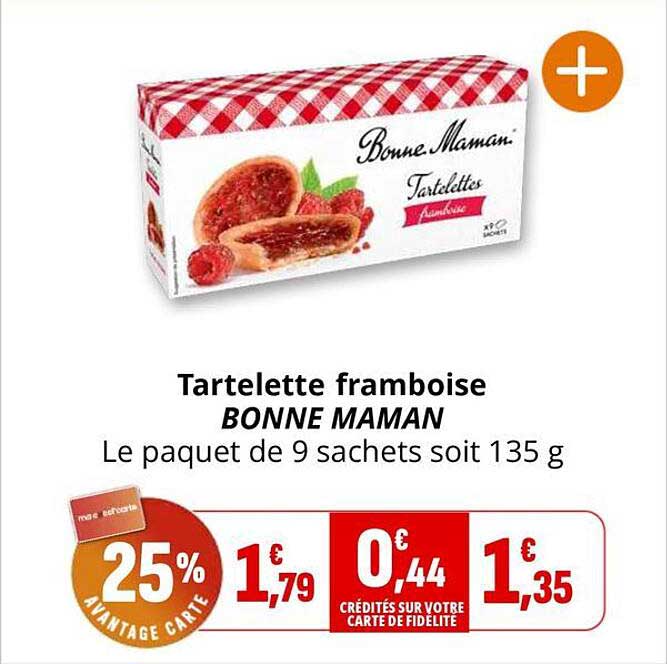 Tartelette framboise BONNE MAMAN Le paquet de 9 sachets soit 135 g