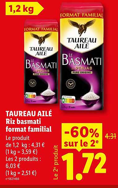 TAUREAU AILÉ Riz basmati format familial