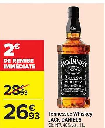 Tennessee Whiskey JACK DANIEL'S Old N°7, 40% vol., 1L.