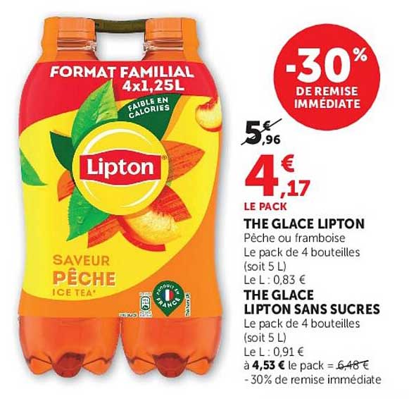 THE GLACE LIPTON Pêche ou framboise
