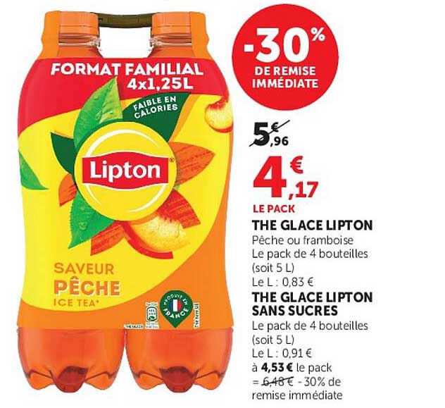 THE GLACE LIPTON Pêche ou framboise