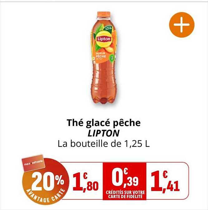 Thé glacé pêche LIPTON La bouteille de 1,25 L