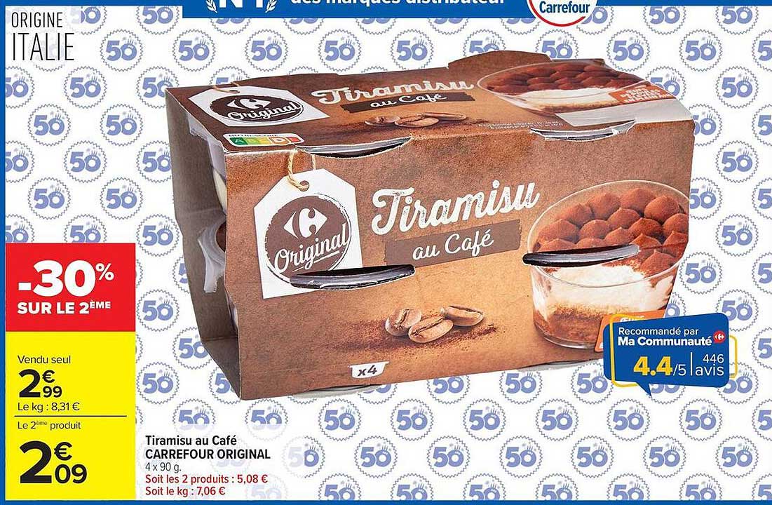 Tiramisu au Café CARREFOUR ORIGINAL