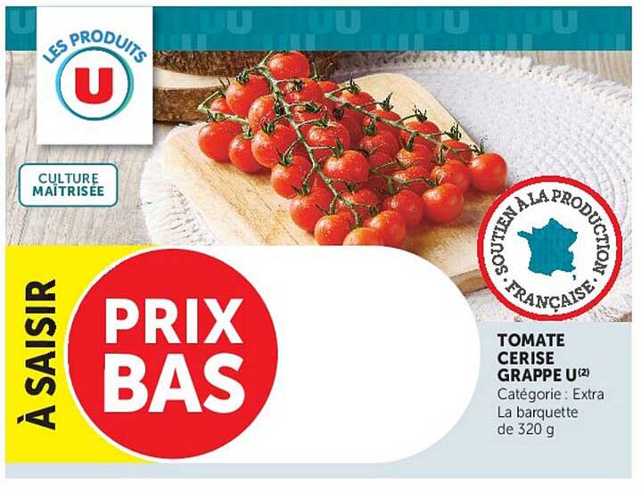 TOMATE CERISE GRAPPE U(2) Catégorie : Extra La barquette de 320 g