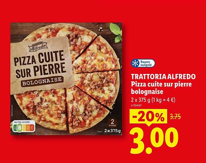 TRATTORIA ALFREDO Pizza cuite sur pierre bolognaise