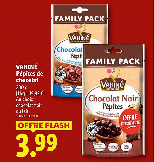VAHINÉ Pépites de chocolat