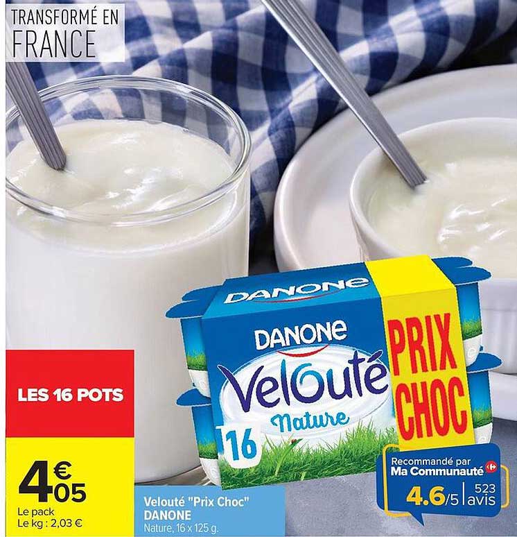 Velouté "Prix Choc" DANONE Nature, 16 x 125 g