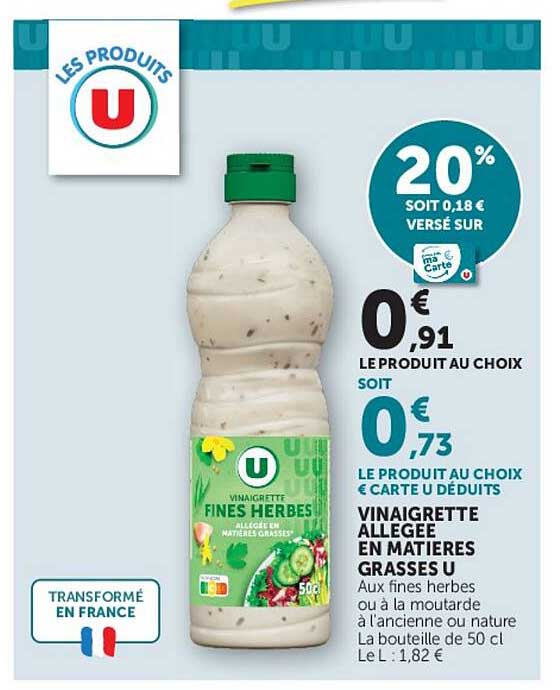 VINAIGRETTE ALLEGEE EN MATIERES GRASSES U