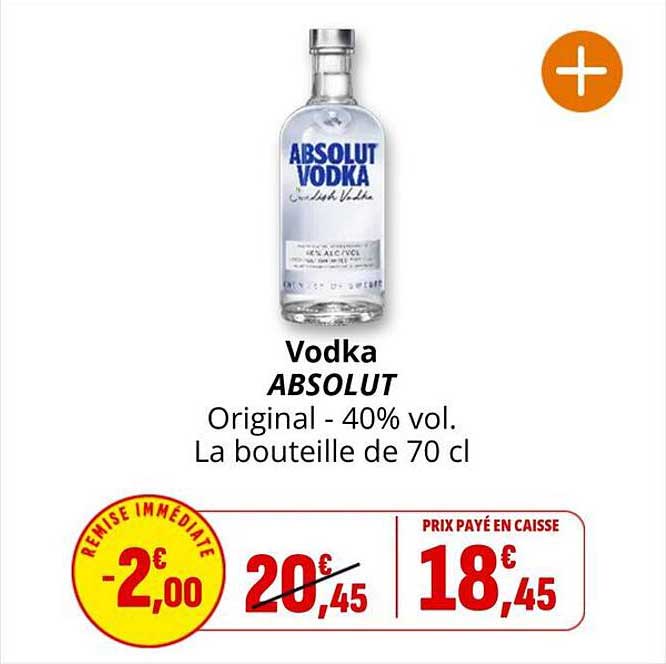 Vodka ABSOLUT Original - 40% vol. La bouteille de 70 cl