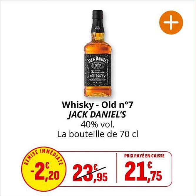 Whisky - Old n°7 JACK DANIEL'S 40% vol. La bouteille de 70 cl