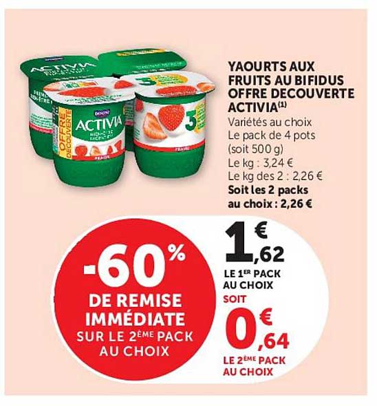 YAOURTS AUX FRUITS AU BIFIDUS OFFRE DECOUVERTE ACTIVIA