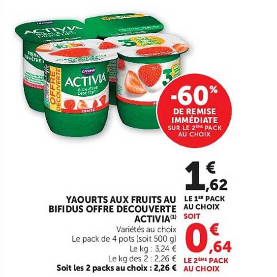 YAOURTS AUX FRUITS AU BIFIDUS OFFRE DECOUVERTE ACTIVIA