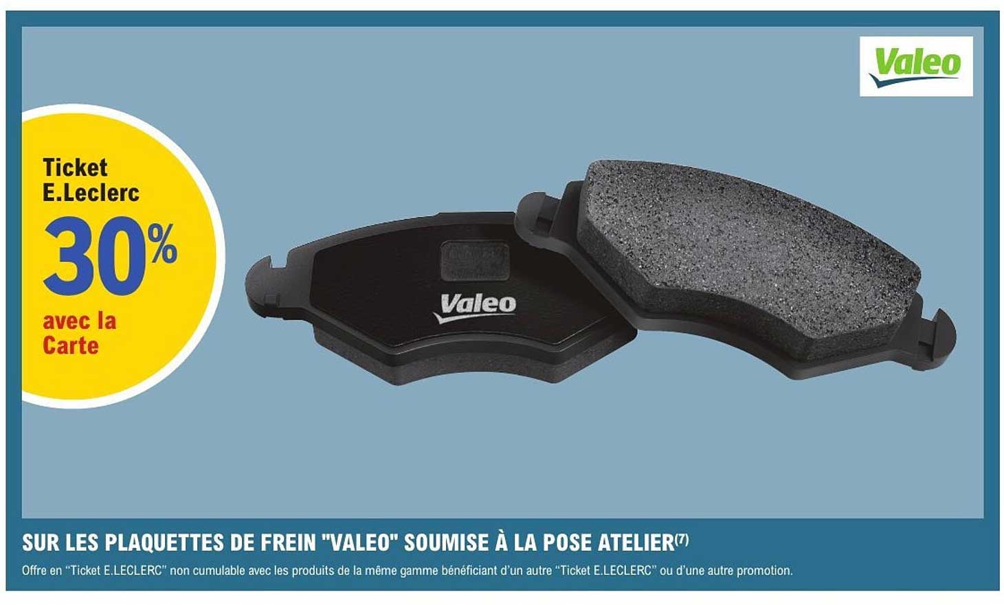 30% de réduction sur les plaquettes de frein "Valeo"