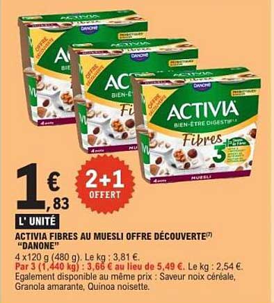 ACTIVIA FIBRES AU MUESLI OFFRE DÉCOUVERTE