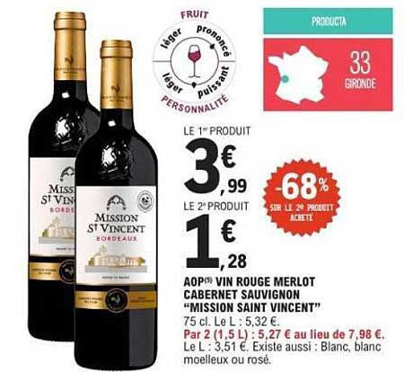 AOP® VIN ROUGE MERLOT CABERNET SAUVIGNON “MISSION SAINT VINCENT”