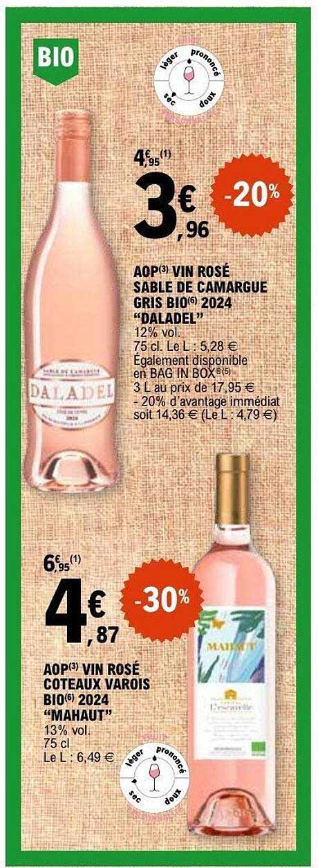 AOP(3) VIN ROSÉ SABLE DE CAMARGUE GRIS BIO(6) 2024 "DALADEL"