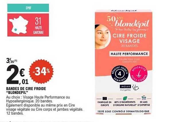 BANDES DE CIRE FROIDE "BLONDEPIL"