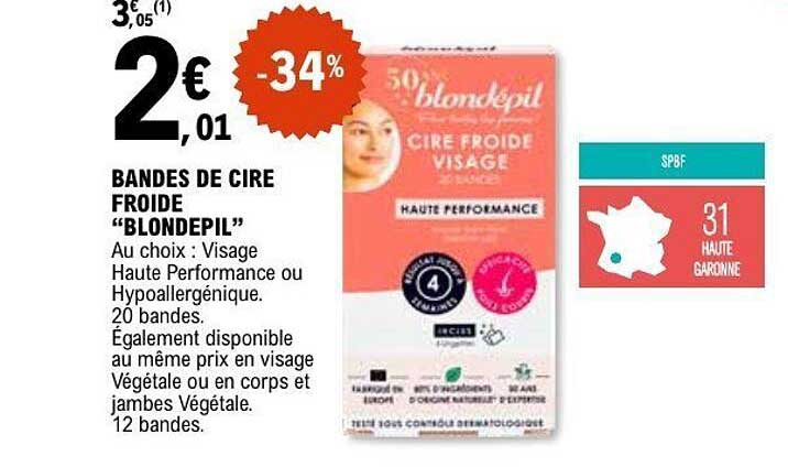 BANDES DE CIRE FROIDE “BLONDEPIL”