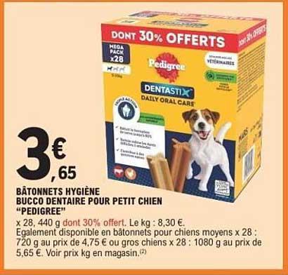 BÂTONNETS HYGIÈNE BUCCO DENTAIRE POUR PETIT CHIEN "PEDIGREE"