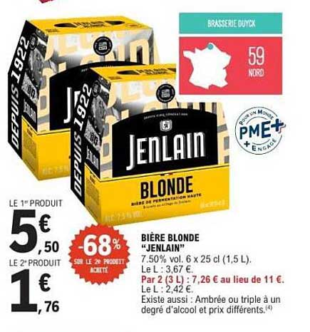 BIÈRE BLONDE "JENLAIN"