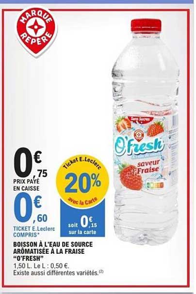Boisson à l'eau de source aromatisée à la fraise “O’Fresh”