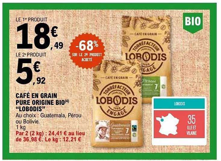 CAFÉ EN GRAIN PURE ORIGINE BIO "LOBODIS"