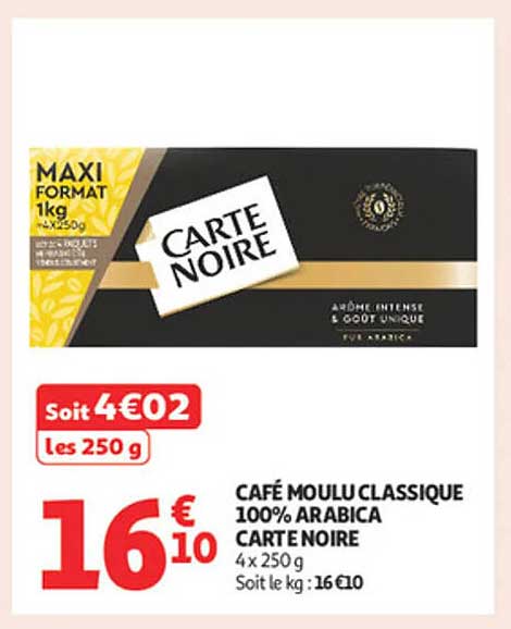 CAFE MOULU CLASSIQUE 100% ARABICA CARTE NOIRE
