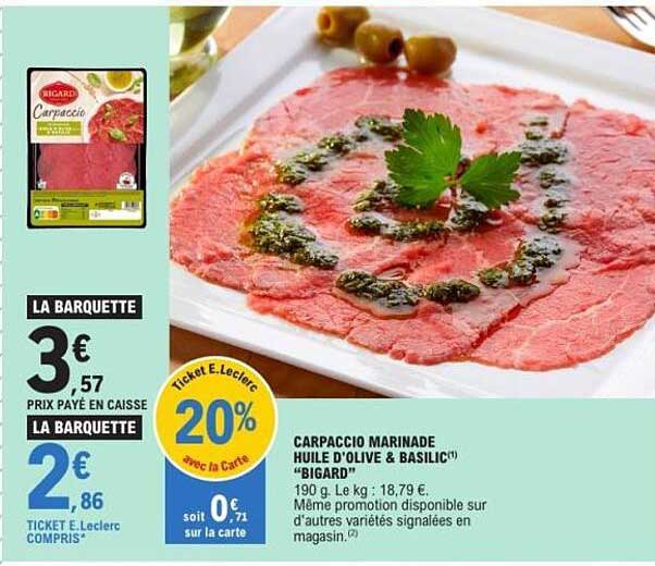CARPACCIO MARINADE HUILE D'OLIVE & BASILIC BIGARD