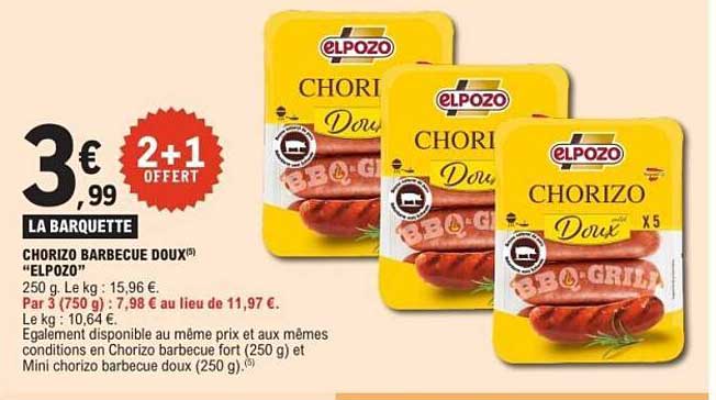 CHORIZO BARBECUE DOUX ELPOZO - 2+1 OFFERT