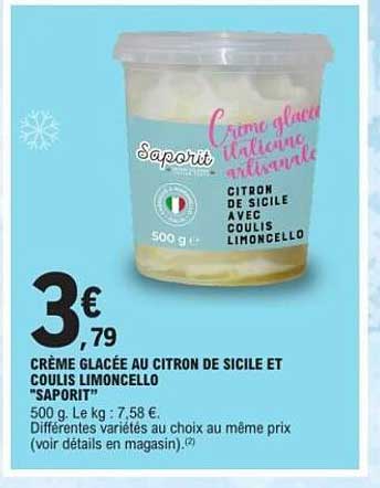 CRÈME GLACÉE AU CITRON DE SICILE ET COULIS LIMONCELLO "SAPORIT"