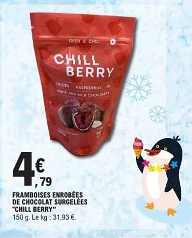 FRAMBOISES ENROBEES DE CHOCOLAT SURGELEES "CHILL BERRY"