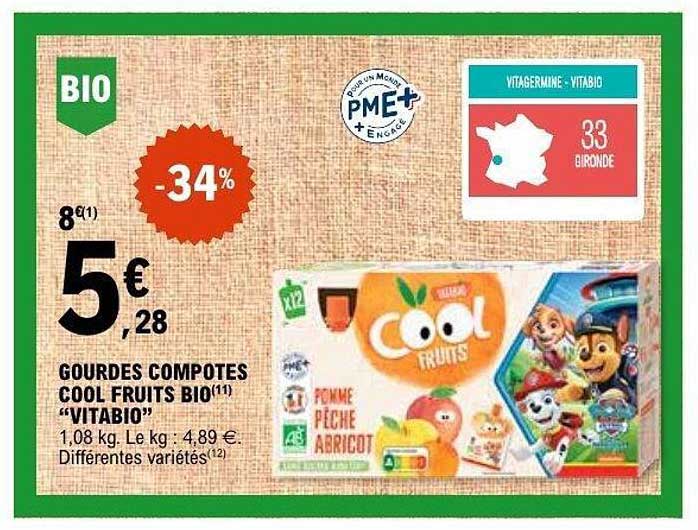 GOURDES COMPOTES COOL FRUITS BIO "VITABIO"