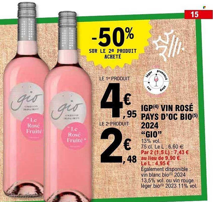 IGP Vin Rosé Pays d'Oc Bio 2024 "GIO"