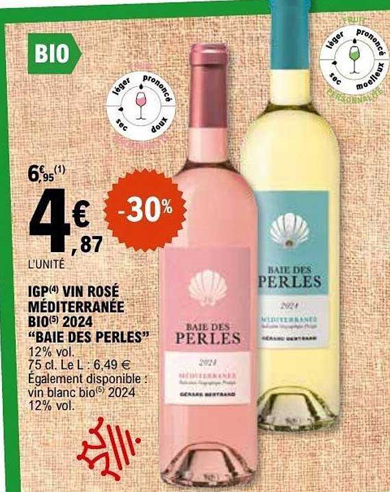 IGP(4) VIN ROSÉ MÉDITERRANÉE BIO(5) 2024 "BAIE DES PERLES"