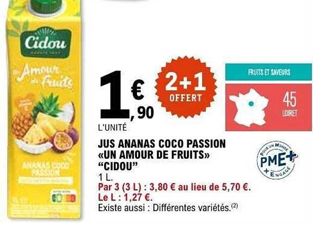 JUS ANANAS COCO PASSION « UN AMOUR DE FRUITS » "CIDOU"