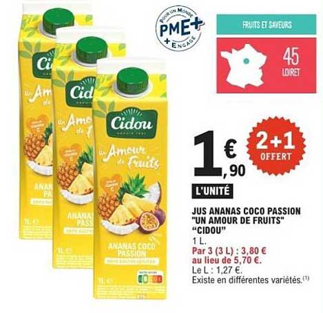JUS ANANAS COCO PASSION "UN AMOUR DE FRUITS" "CIDOU"