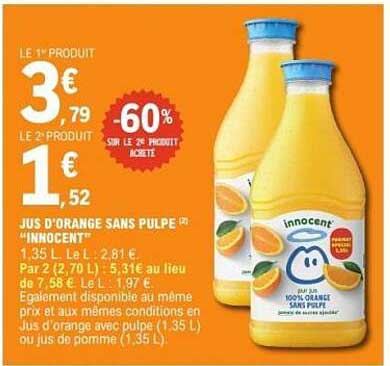 JUS D'ORANGE SANS PULPE "INNOCENT"