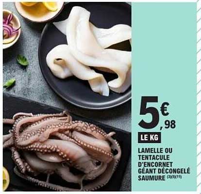 Lamelle ou tentacule d'encornet géant décongelé saumur