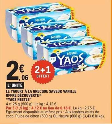 LE YAOURT À LA GREQUE SAVEUR VANILLE OFFRE DÉCOUVERTE