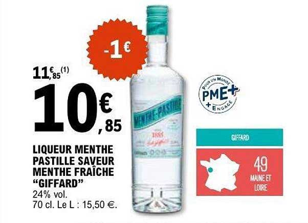 LIQUEUR MENTHE PASTILLE SAVEUR MENTHE FRAÎCHE “GIFFARD”