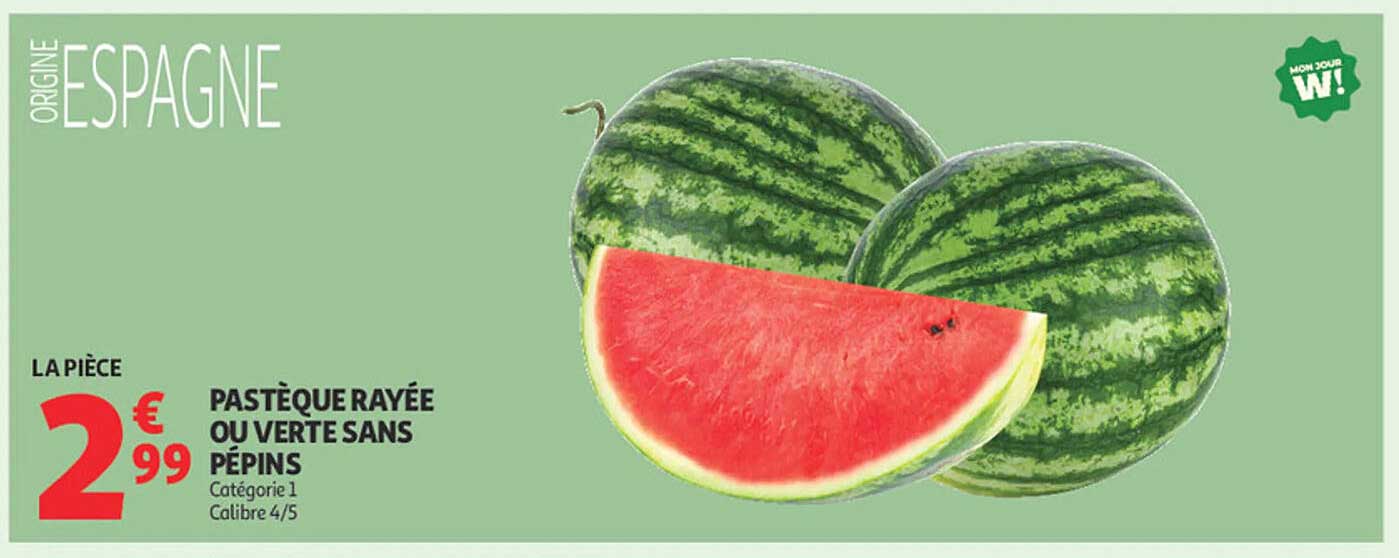 PASTÈQUE RAYÉE OU VERTE SANS PÉPINS