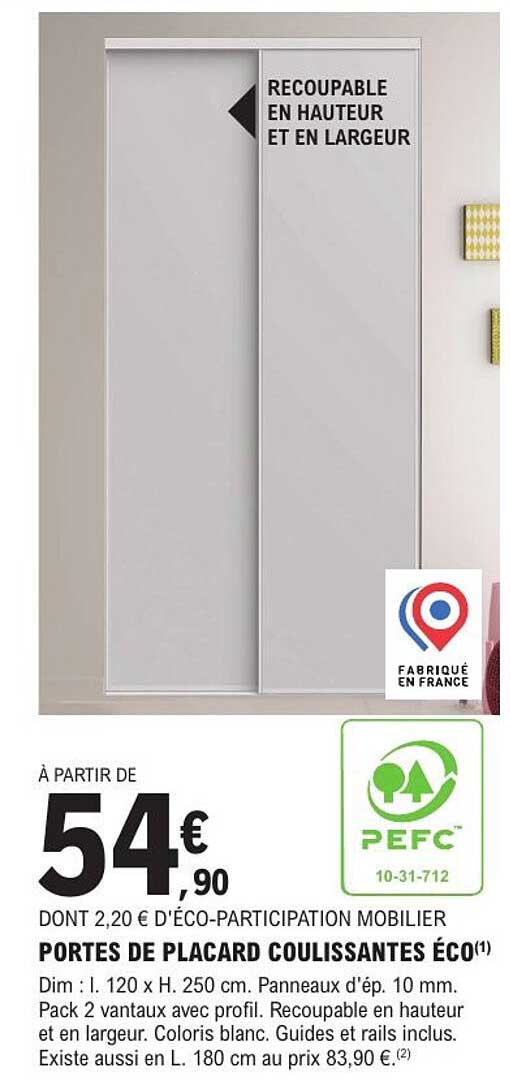 PORTES DE PLACARD COULISSANTES ÉCO