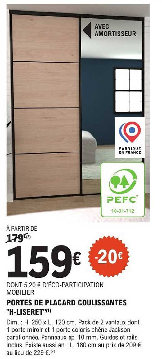 PORTES DE PLACARD COULISSANTES "H-LISERET"