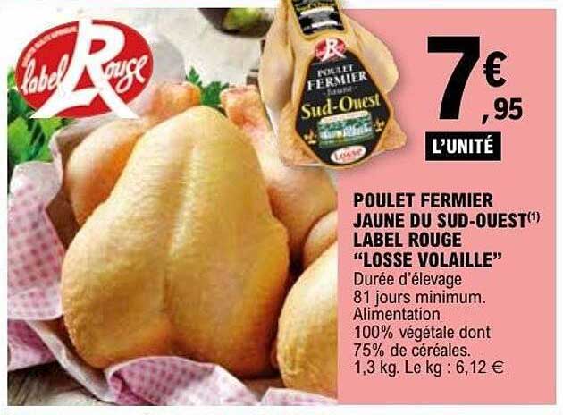 POULET FERMIER JAUNE DU SUD-OUEST(*) LABEL ROUGE “LOSSE VOLAILLE”