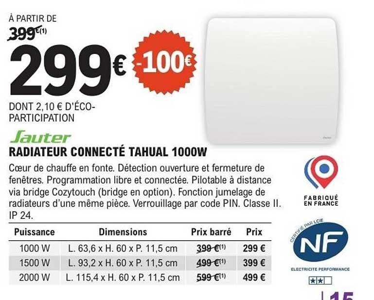RADIATEUR CONNECTÉ TAHUAL 1000W