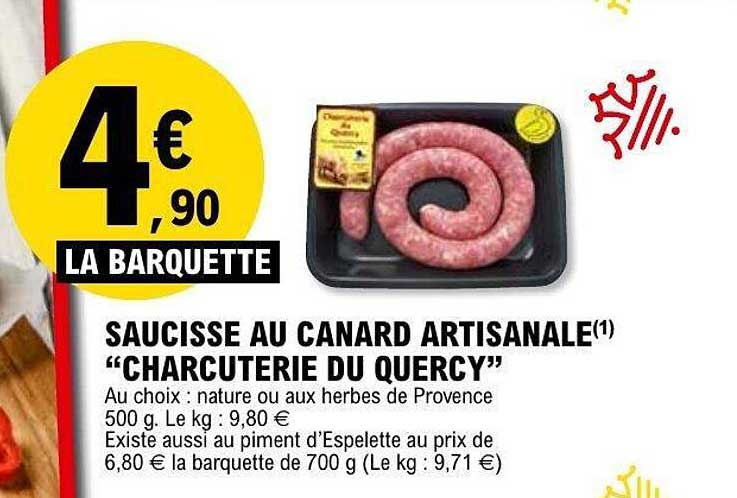 SAUCISSE AU CANARD ARTISANALE "CHARCUTERIE DU QUERCY"