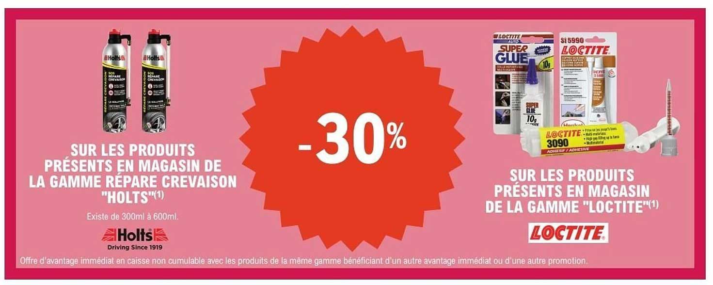 SUR LES PRODUITS PRÉSENTS EN MAGASIN DE LA GAMME RÉPARE CREVAISON "HOLTS"