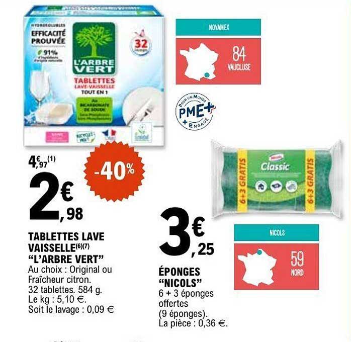 TABLETTES LAVE VAISSELLE "L'ARBRE VERT"