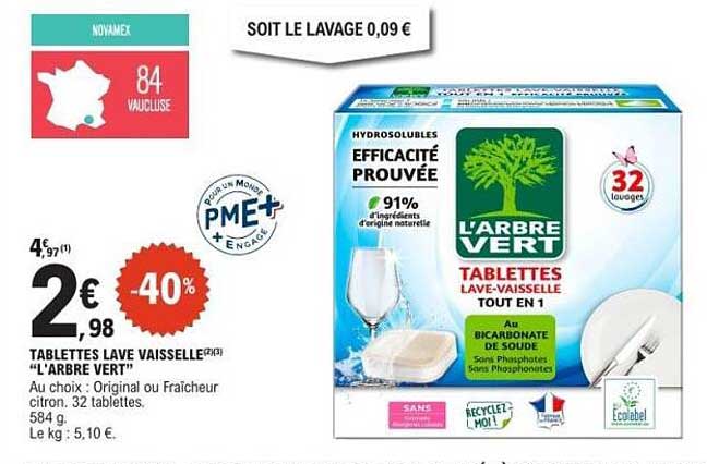 TABLETTES LAVE VAISSELLE "L'ARBRE VERT"